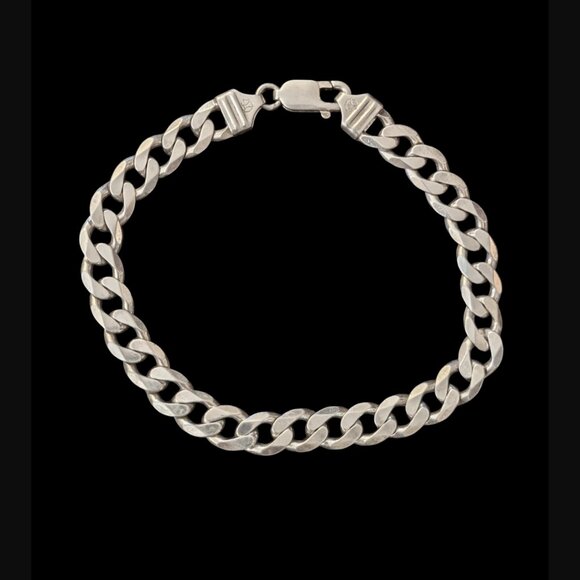 Gold Masters 925 Sterling 8.3mm Cubin Link 8.75" Long Heavy Chain Link Bracelet - Picture 2 of 9